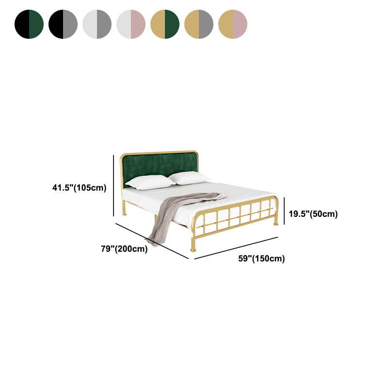 Contemporary Metal Panel Upholstered Headboard with Metal Legs Bed Frame