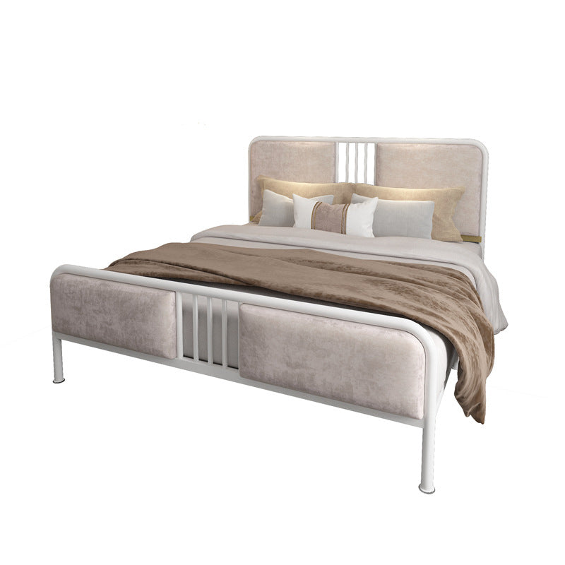Contemporary Metal Upholstered Headboard Rectangular Slat Bed