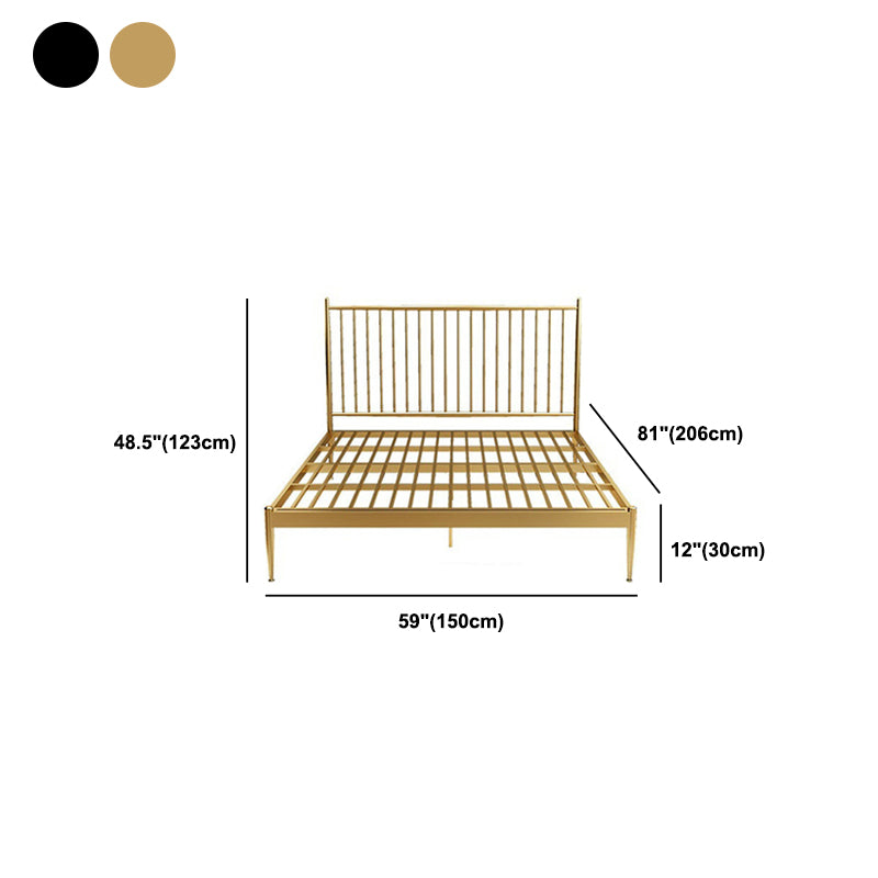 84.65 inch Wide Contemporary Slat Bed Metal Bed with Headboard