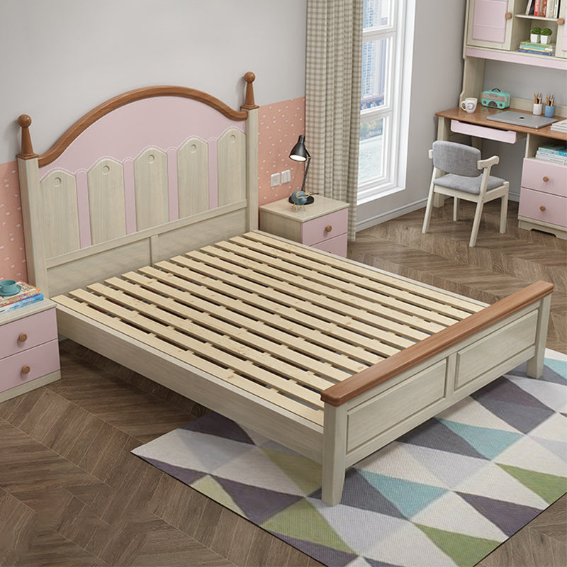 84.65-inch Wide Traditional Bed Frame Pine Wood Bed with Headboard