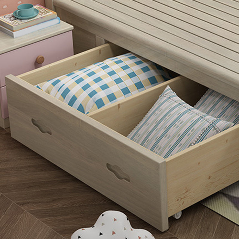 84.65-inch Wide Traditional Bed Frame Pine Wood Bed with Headboard