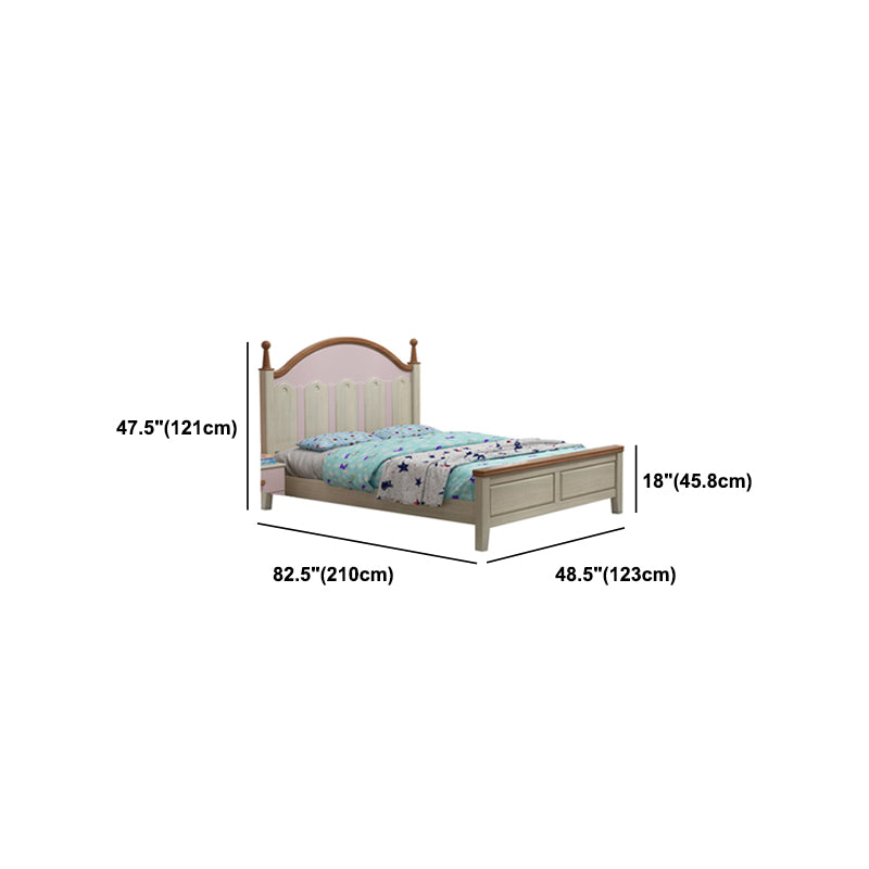 84.65-inch Wide Traditional Bed Frame Pine Wood Bed with Headboard