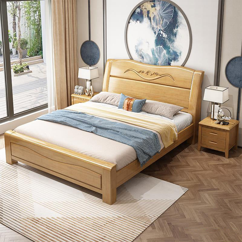 Traditional Solid Wood Mattress Included Rectangular Panel Standard Bed