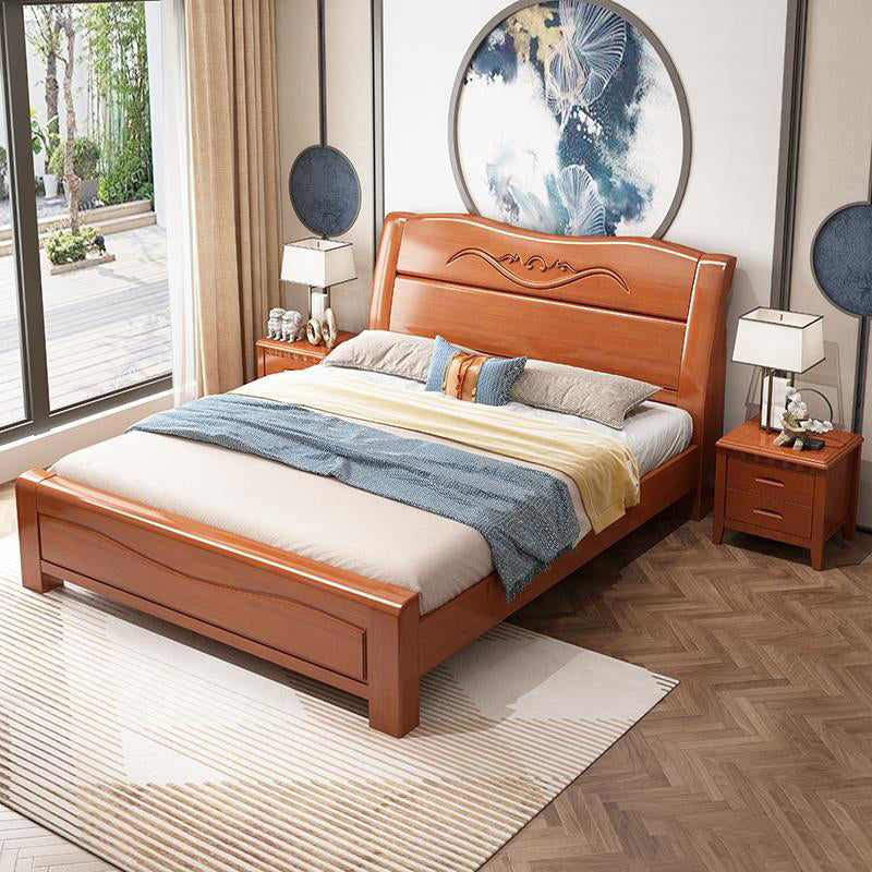 Traditional Solid Wood Mattress Included Rectangular Panel Standard Bed