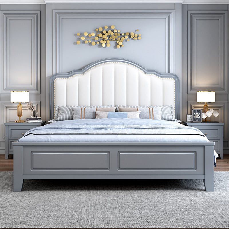 Glam Solid Wood Mattress Included with Headboard Arched Panel Bed