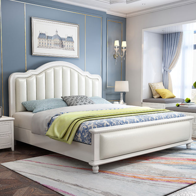 Glam Solid Wood Mattress Included with Headboard Arched Panel Bed
