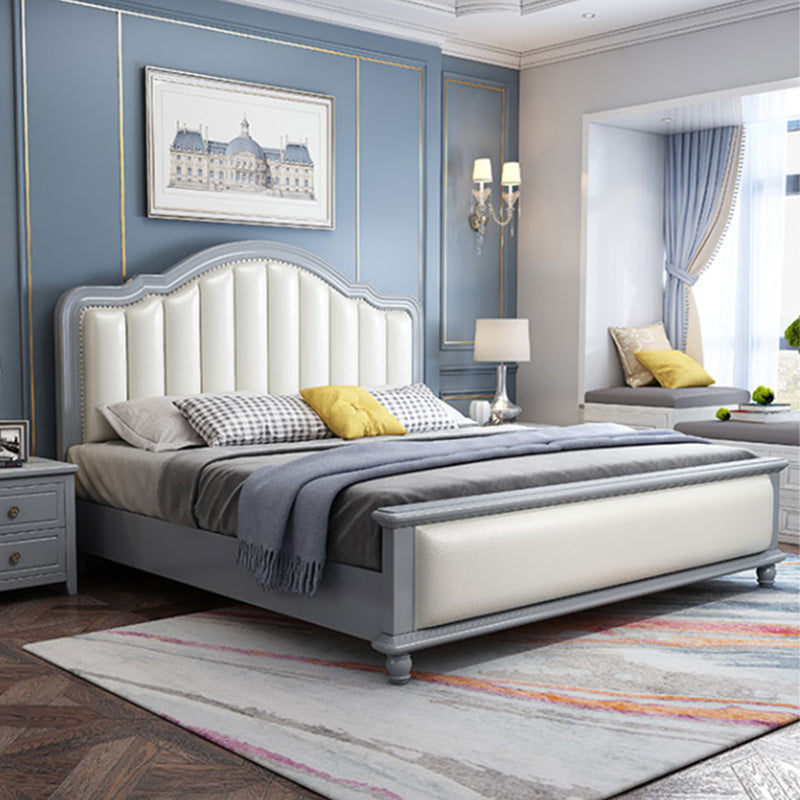 Glam Solid Wood Mattress Included with Headboard Arched Panel Bed