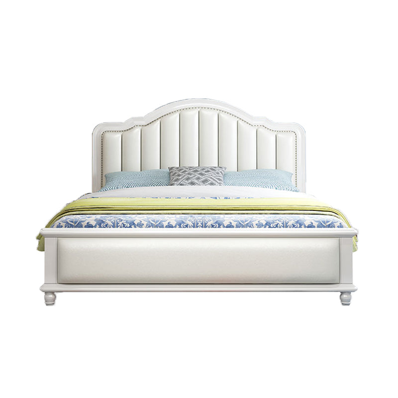 Glam Solid Wood Mattress Included with Headboard Arched Panel Bed