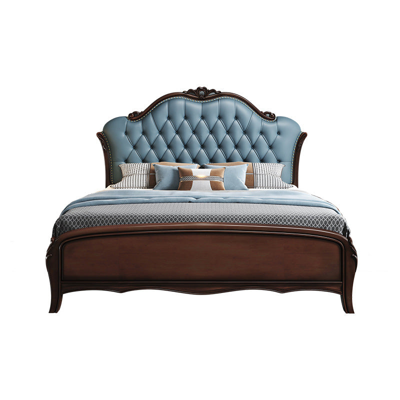 84.65 inch Wide Contemporary Panel Bed Espresso Standard Bed with Headboard