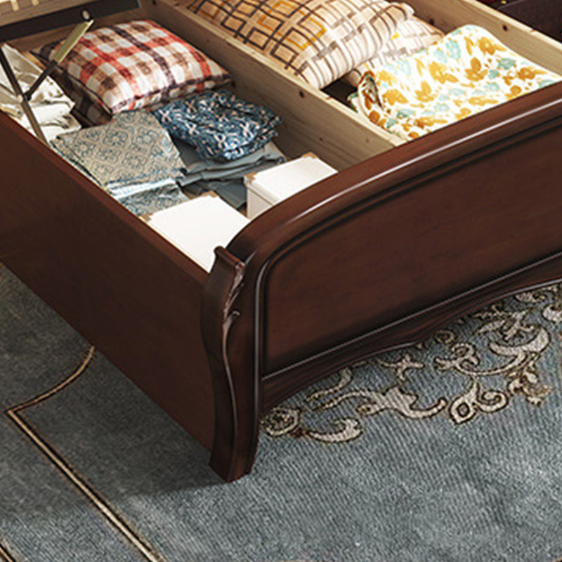 84.65 inch Wide Contemporary Panel Bed Espresso Standard Bed with Headboard