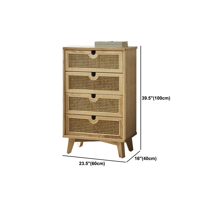 Modern Natural Accent Chest with Drawers and Solid Wood Straight Legs
