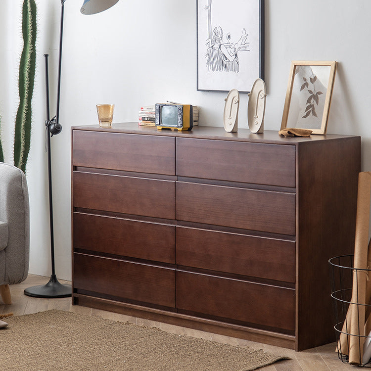 Contemporary Pine Wood Accent Chest with 8 Drawers Standard Chest