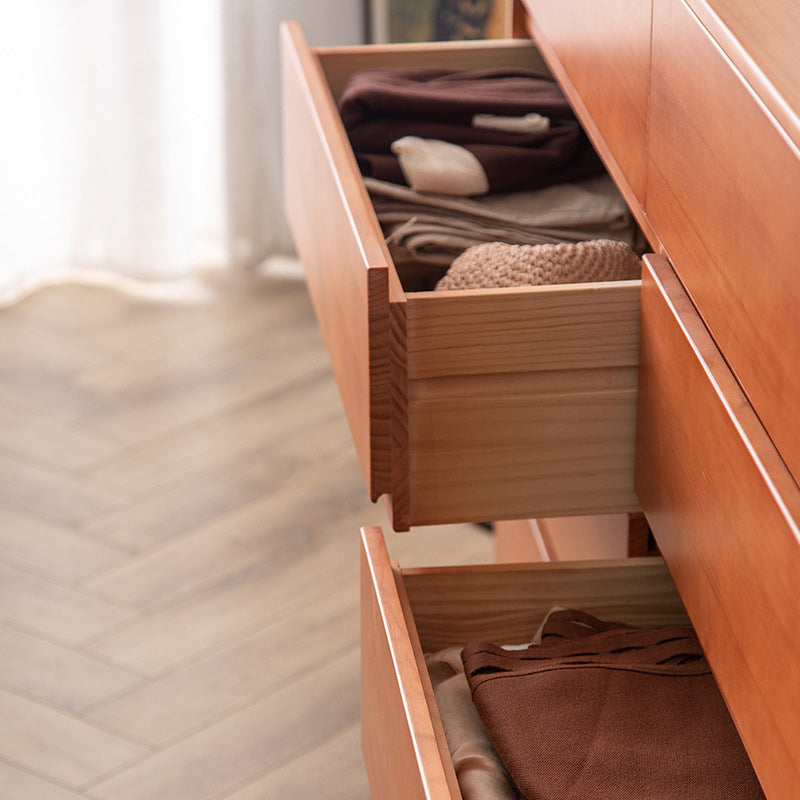 Contemporary Pine Wood Accent Chest with 8 Drawers Standard Chest