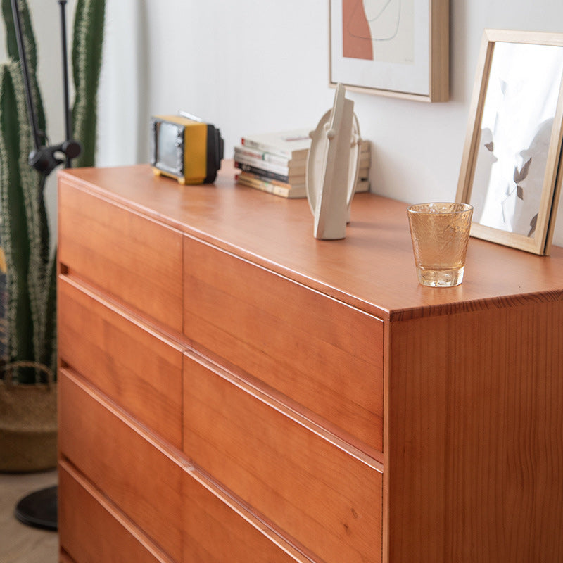 Contemporary Pine Wood Accent Chest with 8 Drawers Standard Chest