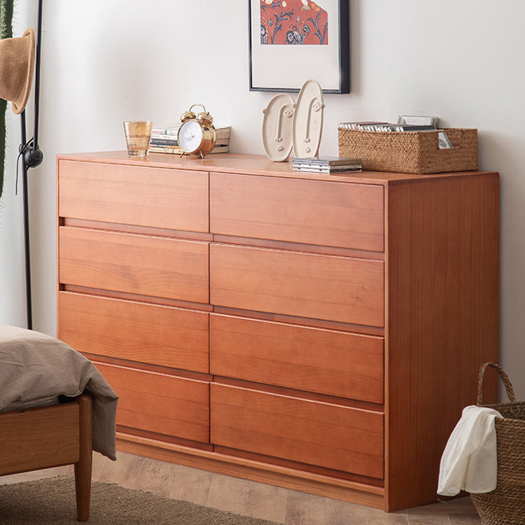 Contemporary Pine Wood Accent Chest with 8 Drawers Standard Chest