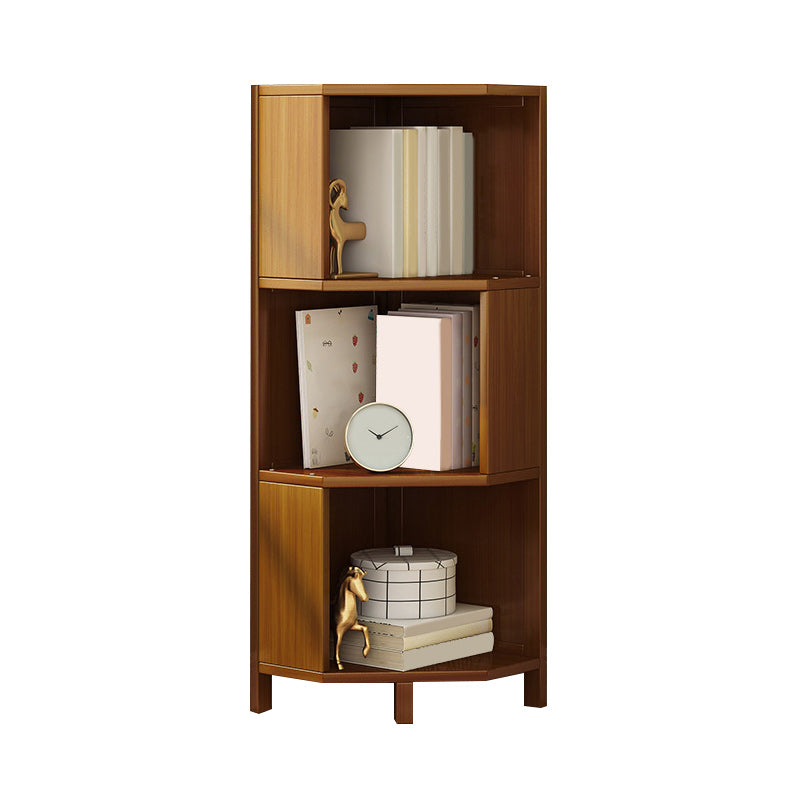Mid-Century Modern Corner Cabinet with Shelves and Straight Legs in Brown