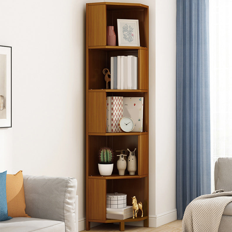 Mid-Century Modern Corner Cabinet with Shelves and Straight Legs in Brown