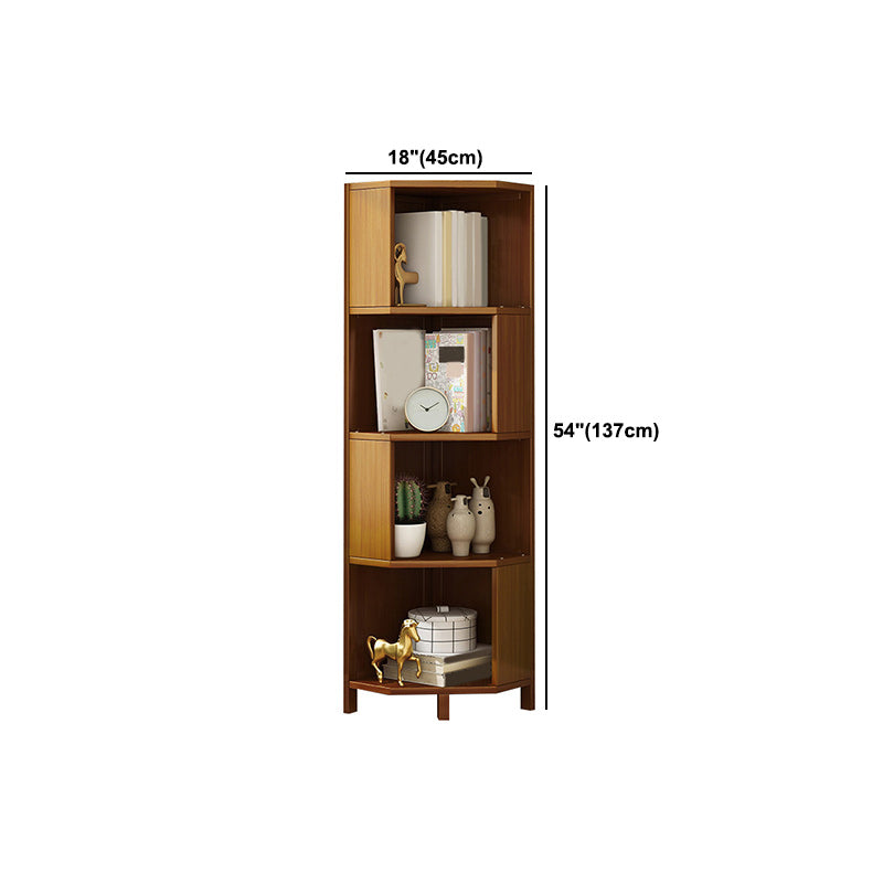 Mid-Century Modern Corner Cabinet with Shelves and Straight Legs in Brown