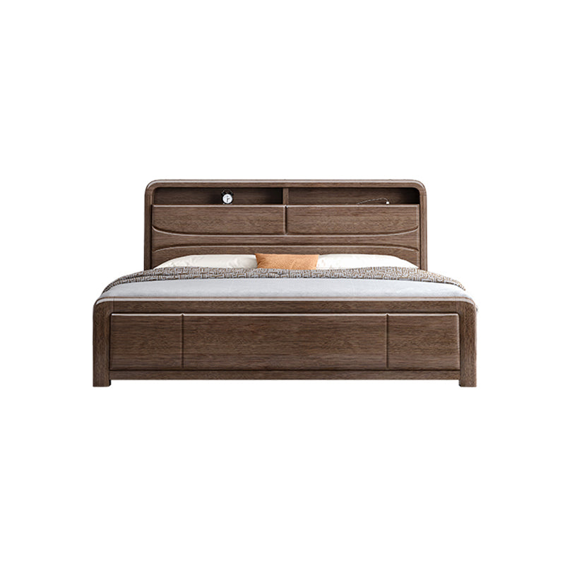 Traditional Wood Standard Bed Espresso Bed Frame with Headboard