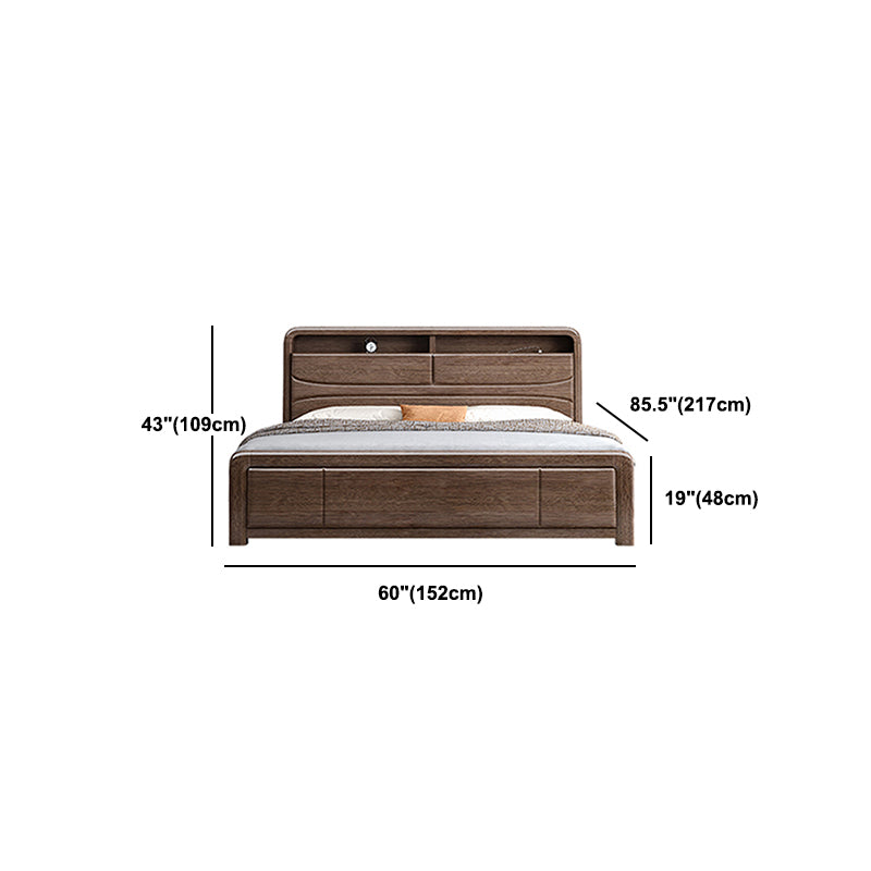Traditional Wood Standard Bed Espresso Bed Frame with Headboard