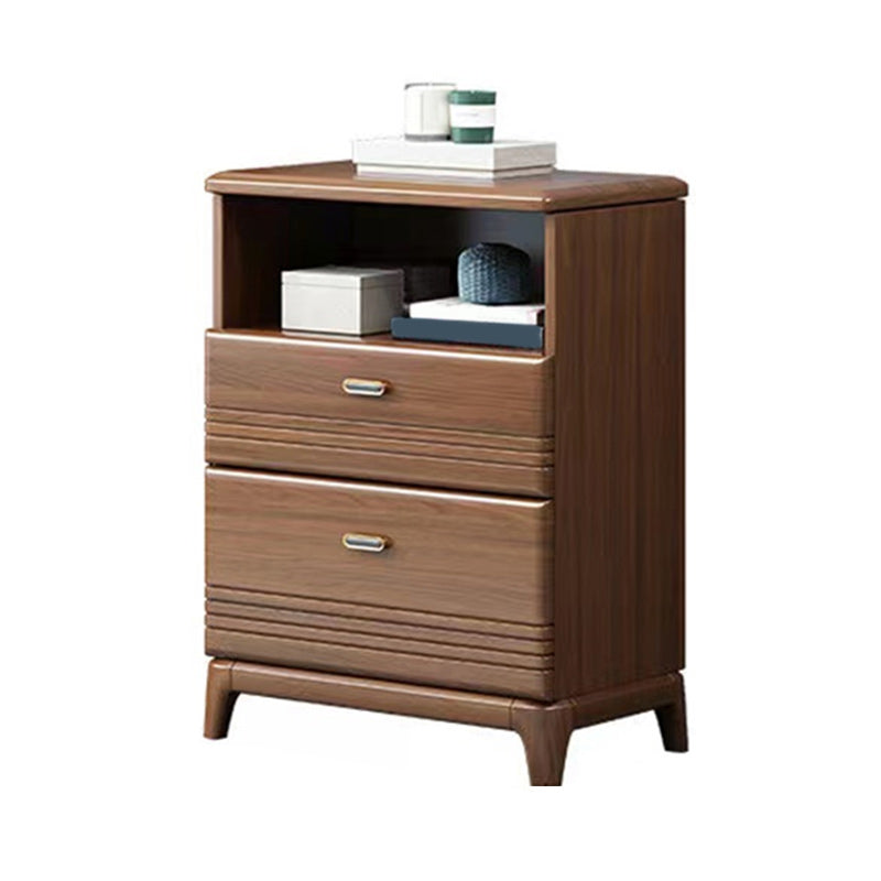 Mid-Century Modern Chest with 1 Shelf and Drawers and Legs in Walnut