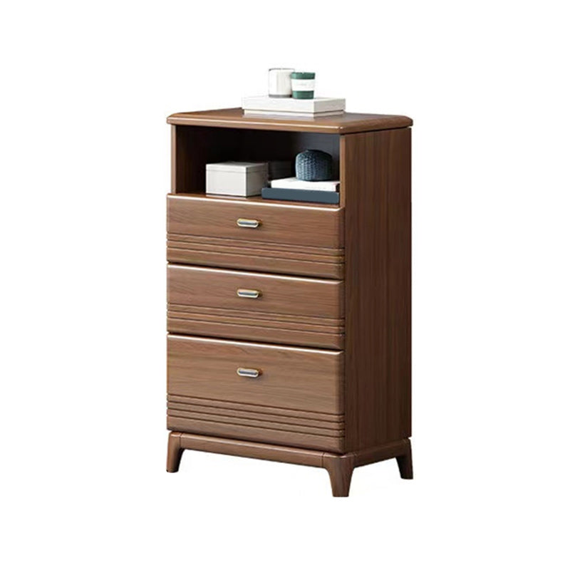 Mid-Century Modern Chest with 1 Shelf and Drawers and Legs in Walnut