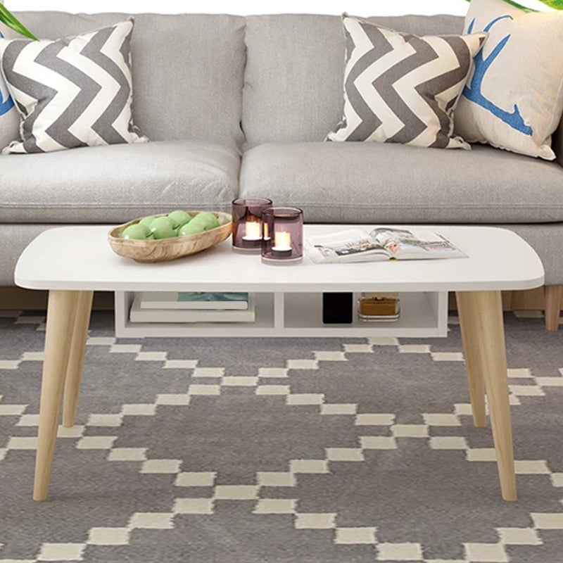 Rectangular Wood 4 Legs 1 Single Coffee Cocktail Table - 16.34" H