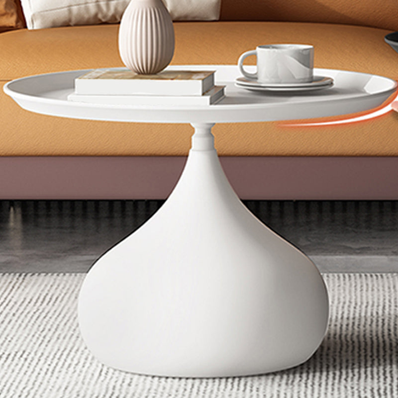 Mid-Century Round Iron Coffee Table Set Pedestal Tray Top Cocktail Table