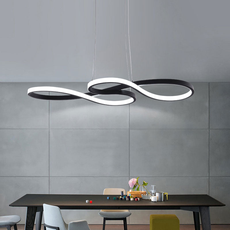 24"/29.5"/37.5" Wide Twisting Acrylic Pendant Light Minimalist LED Black/White Hanging Lamp in Warm/White Light