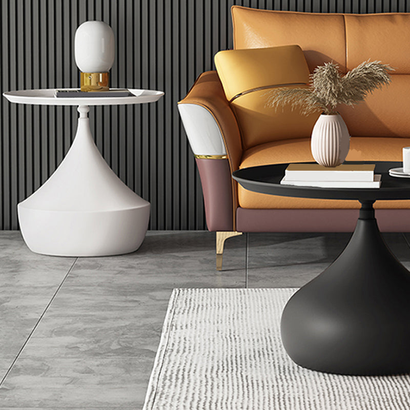 Mid-Century Round Iron Coffee Table Set Pedestal Tray Top Cocktail Table