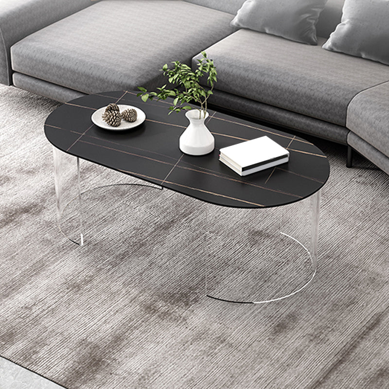 Modern Coffee Table 17.71" High Coffee Table with Acrylic 2 Legs