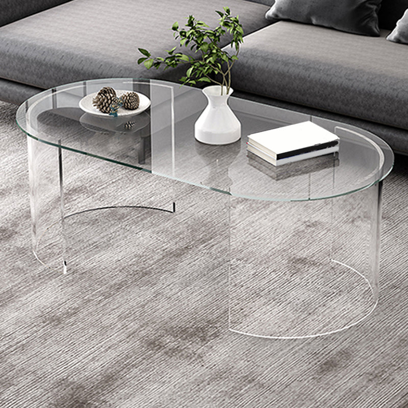 Modern Coffee Table 17.71" High Coffee Table with Acrylic 2 Legs