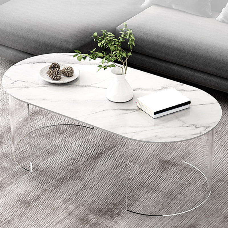 Modern Coffee Table 17.71" High Coffee Table with Acrylic 2 Legs