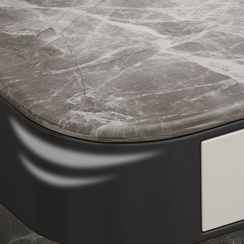 2 Pieces Stone Coffee Table Square Frame Cocktail Table Set with Storage