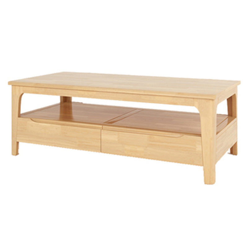 Scandinavian Solid Wood 4 Legs Coffee Cocktail Table with Shelf/Drawers