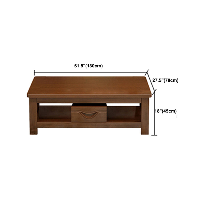 Scandinavian Solid Wood 4 Legs Coffee Cocktail Table with Shelf/Drawers