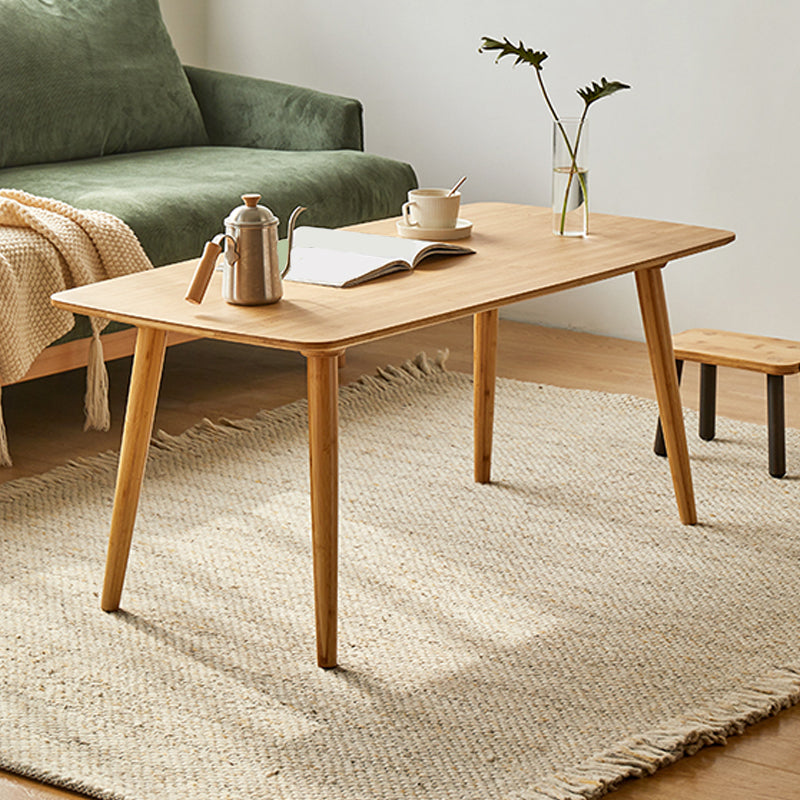 Nordic Simple 1 Single Coffee Table Rectangular Bamboo 4 Legs Cocktail Table