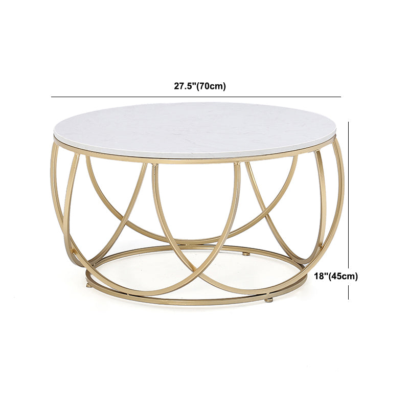 Contemporary Coffee Table Round Metal Frame Base Cocktail Table