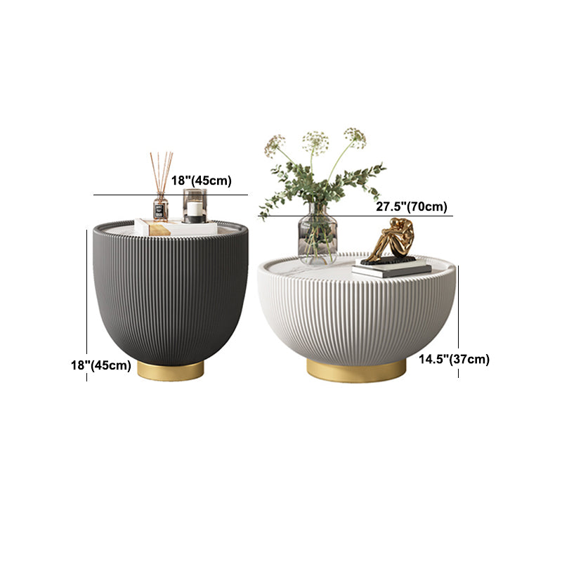 Stone Round Coffee Table Glam Pedestal Coffee Cocktail Table Set