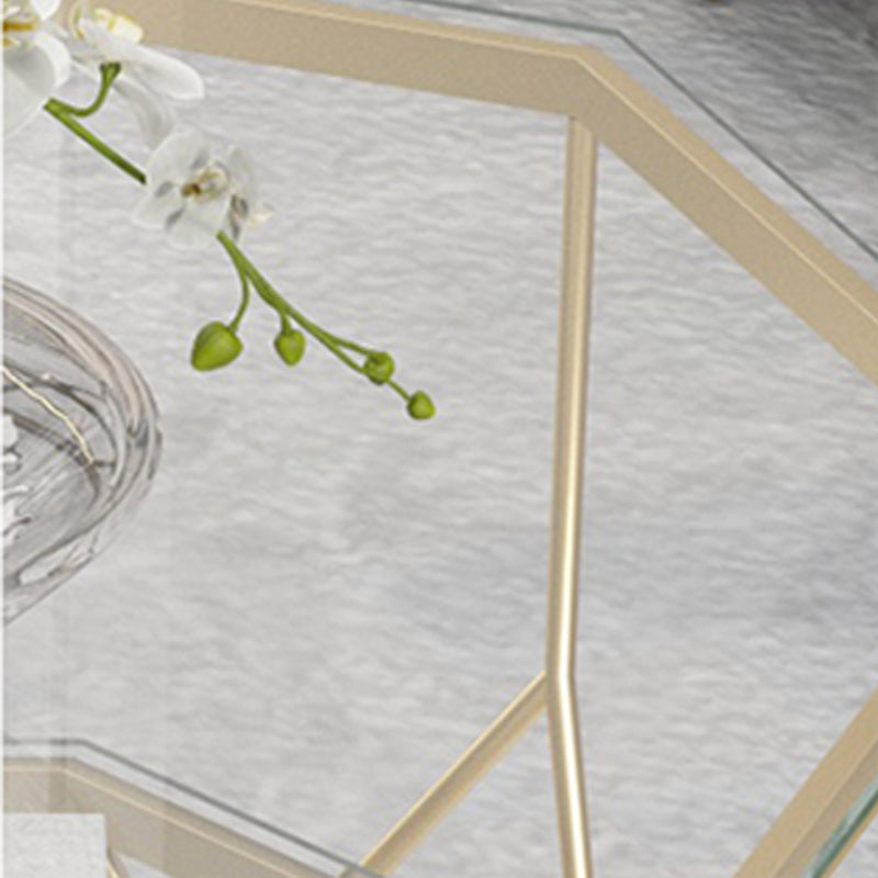 Modern Frame Coffee Table Glass Top Cocktail Table 17.71 Inch High