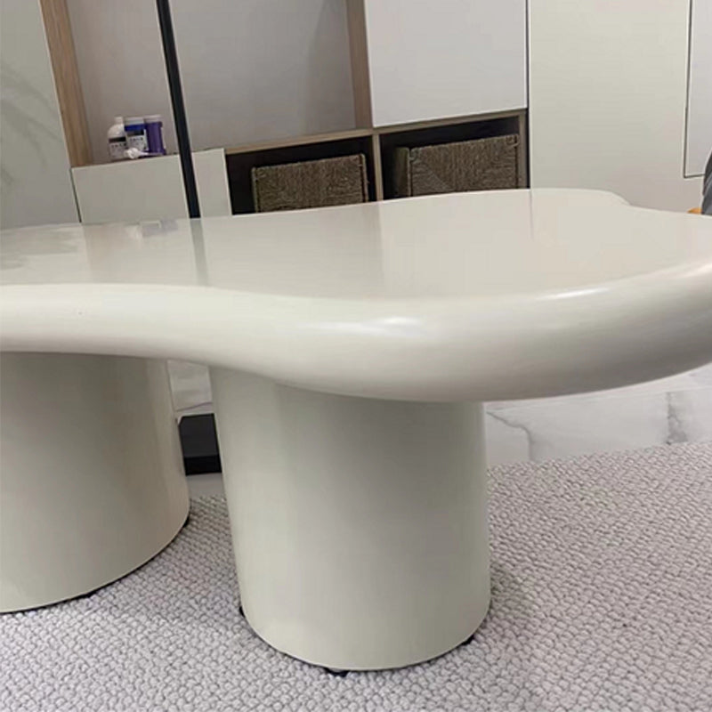 White Scandinavian Wood Coffee Table 2 Legs Irregular Cocktail Table