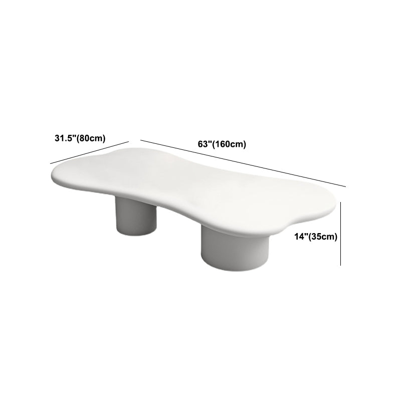 White Scandinavian Wood Coffee Table 2 Legs Irregular Cocktail Table