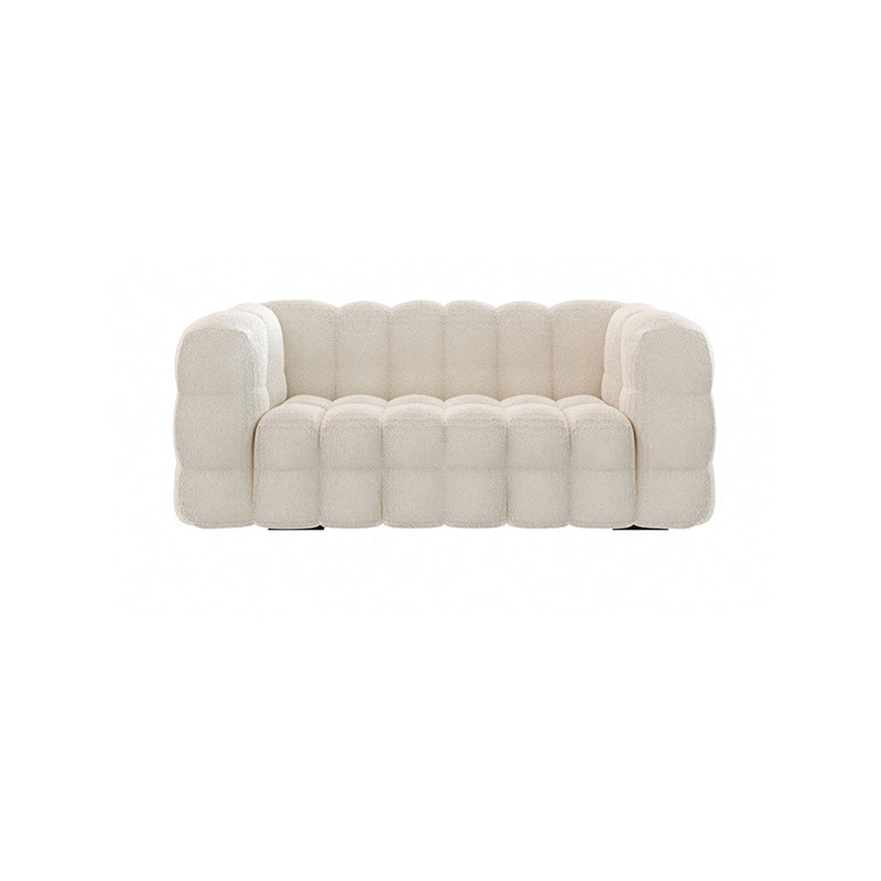 White Biscuit Back Sofa Stain Resistant Modern Tuxedo Arm Sofa