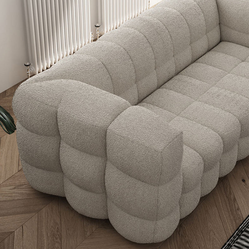 White Biscuit Back Sofa Stain Resistant Modern Tuxedo Arm Sofa