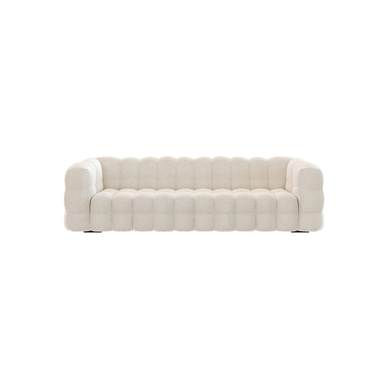 White Biscuit Back Sofa Stain Resistant Modern Tuxedo Arm Sofa