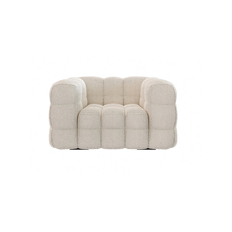 White Biscuit Back Sofa Stain Resistant Modern Tuxedo Arm Sofa
