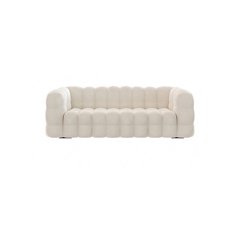 White Biscuit Back Sofa Stain Resistant Modern Tuxedo Arm Sofa