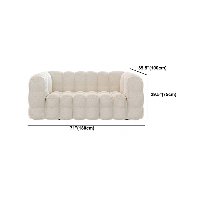 White Biscuit Back Sofa Stain Resistant Modern Tuxedo Arm Sofa