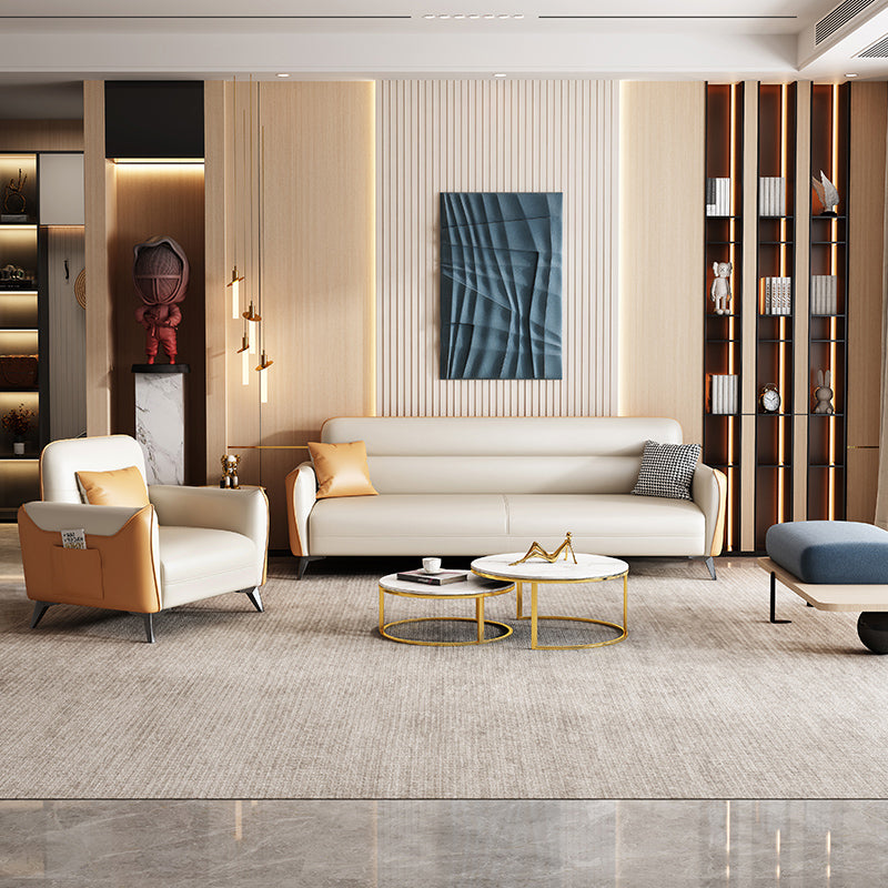 32.3" H 3-seater Faux Leather Square Arm Sofa for Living Room with storage