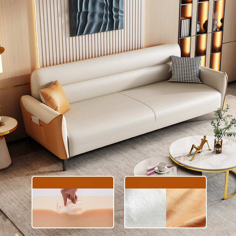 32.3" H 3-seater Faux Leather Square Arm Sofa for Living Room with storage